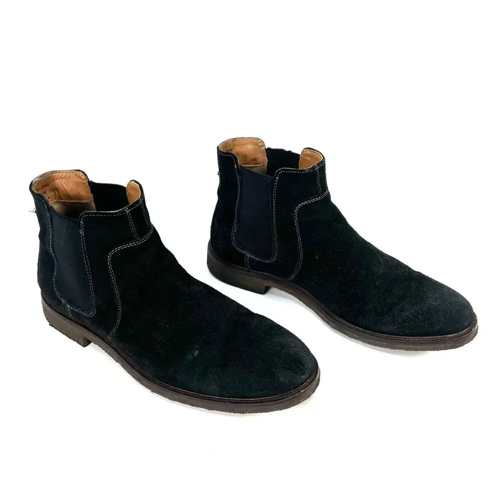 Johnston & Murphy Men's Chelsea Style Boot Size 9.5 Black Suede, MSRP $198